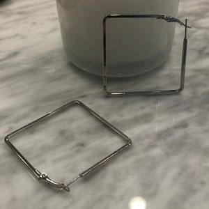 Silver Square Hoop Earrings EUC
